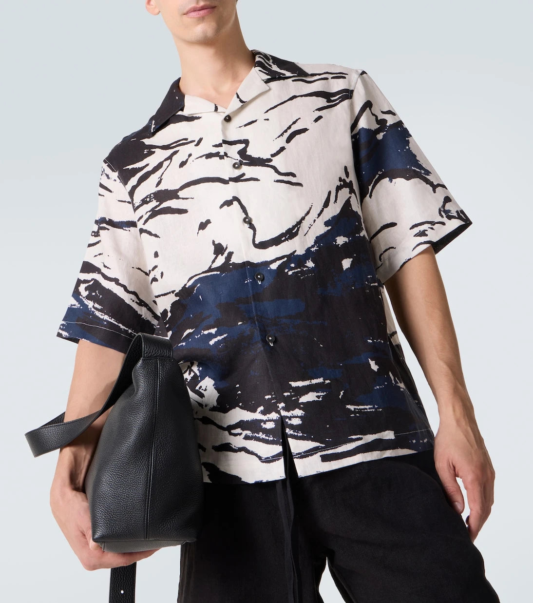 Commas - Printed linen bowling shirt