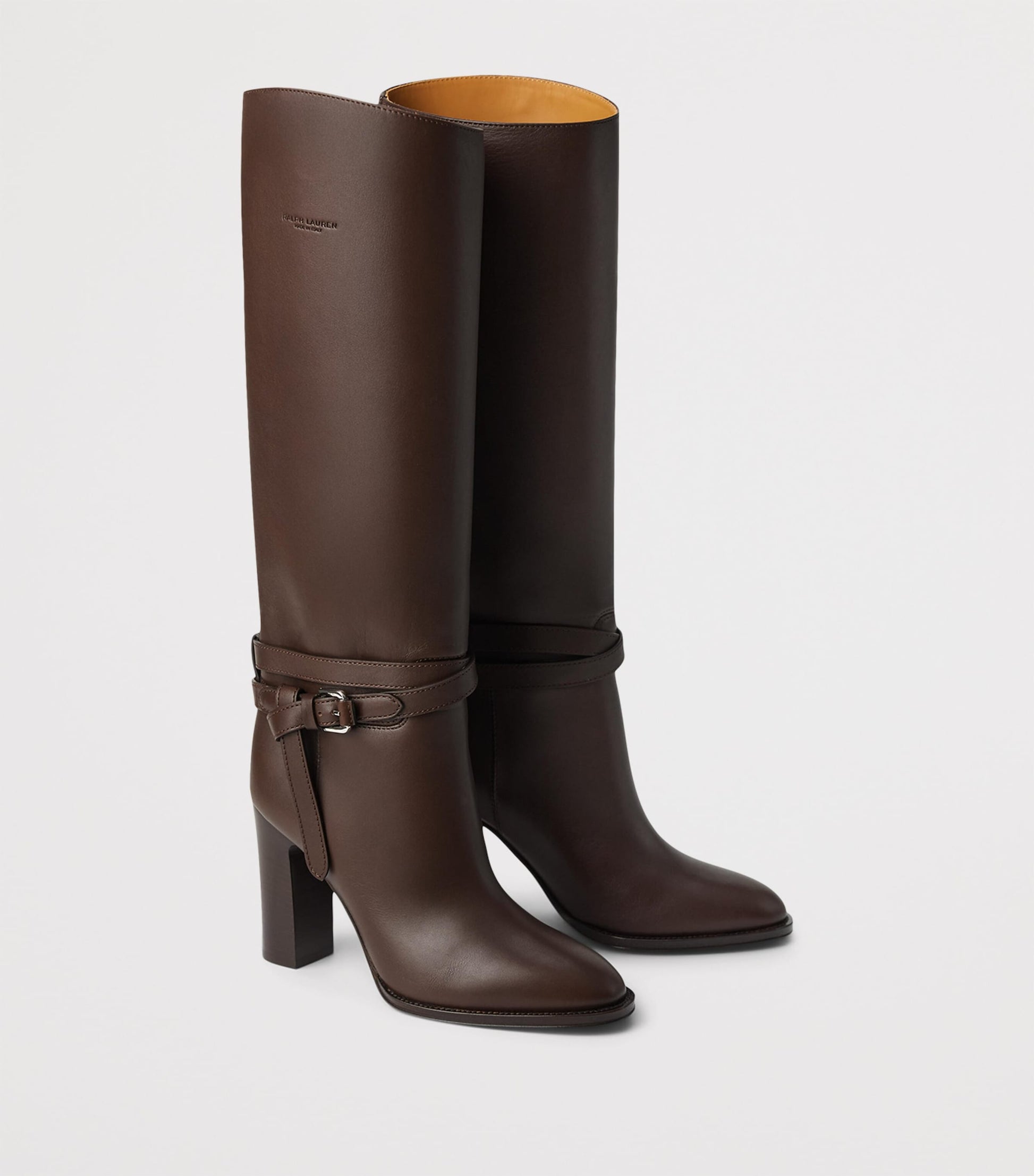 Ralph Lauren Collection Brown Leather Donnely Knee-High Boots 90