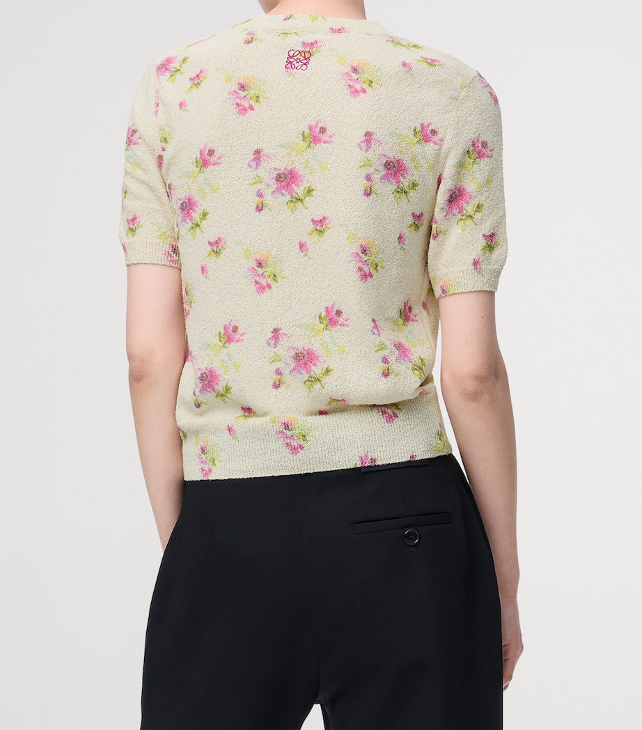 LOEWE White Cotton-Blend Floral Sweater