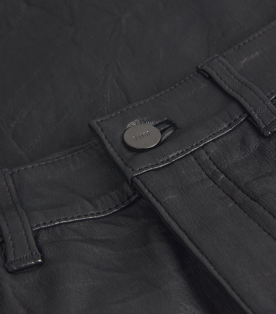 PAIGE Black Leather High-Rise Cindy Trousers