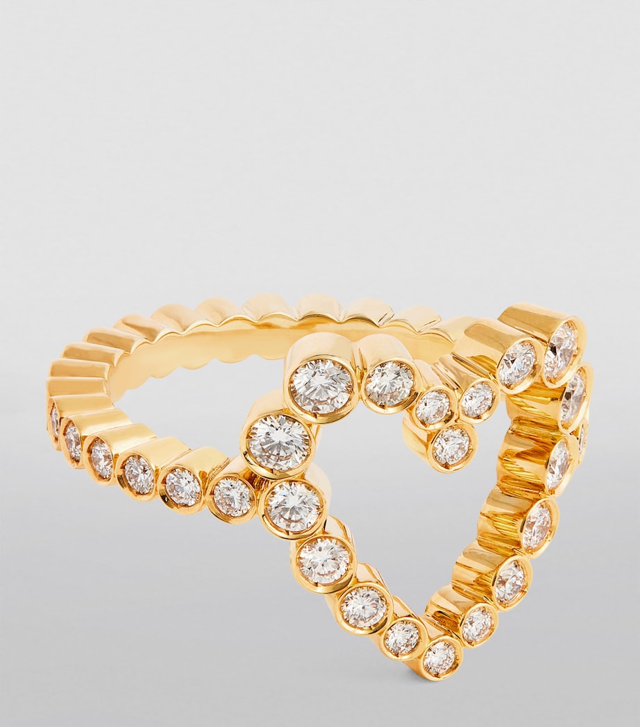 Sophie Bille Brahe Yellow Gold and Diamond Ensemble Heart Ring