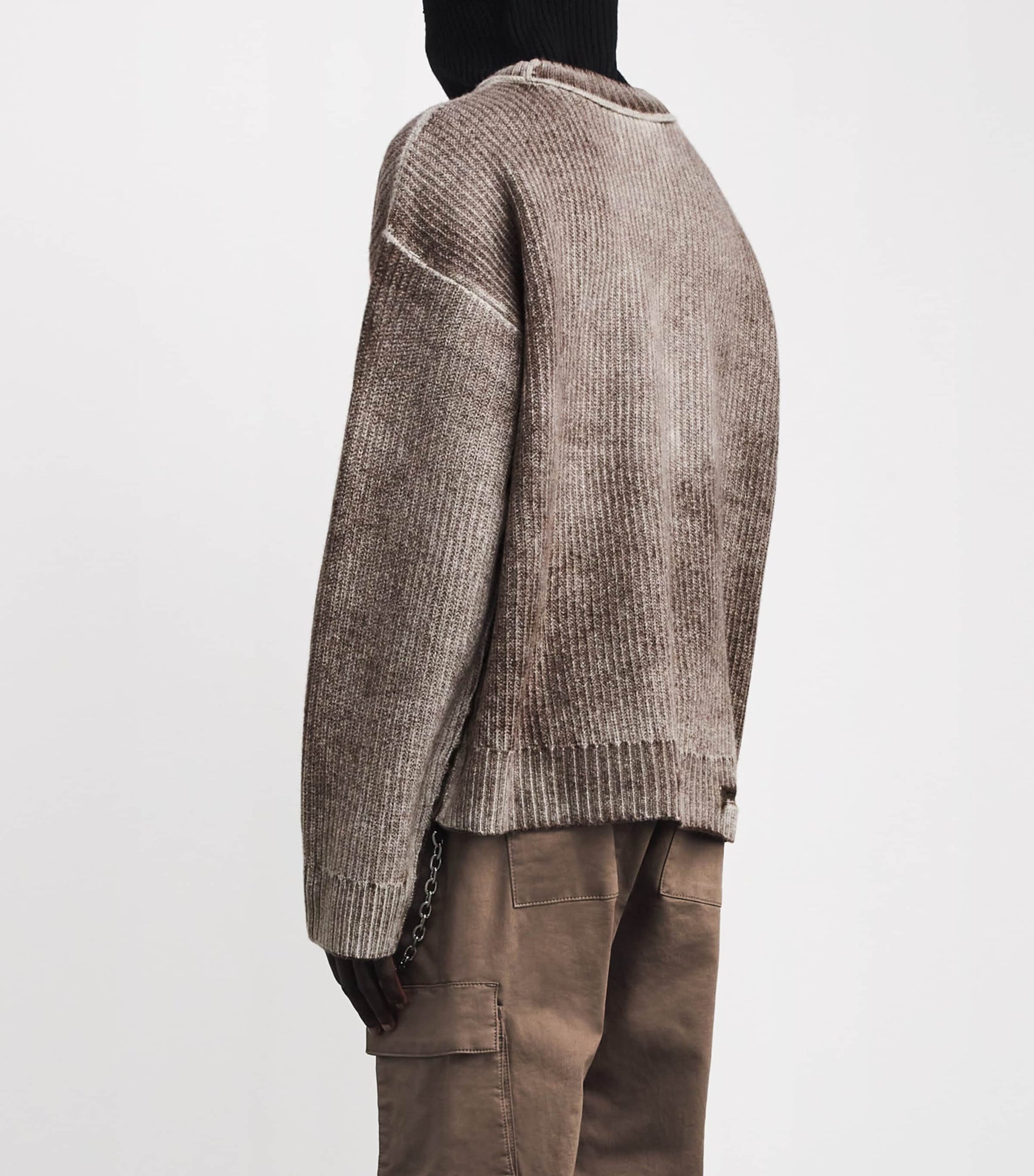 Black Wool Distressed Sweater