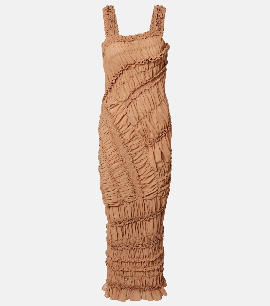 Magda Butrym - Ruched ruffled cotton midi dress