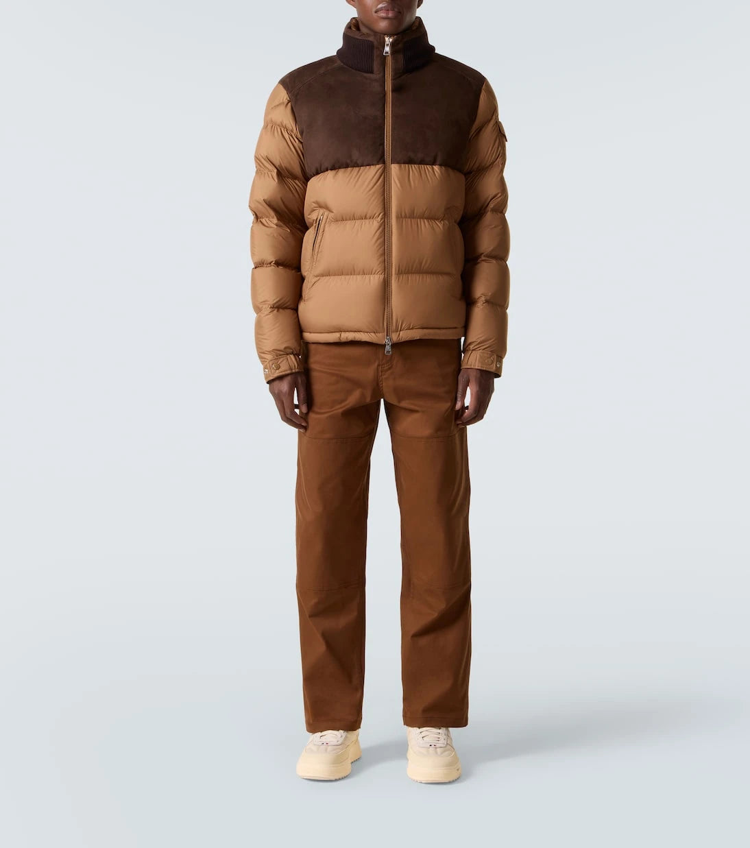 Moncler - Cheverny suede-trimmed down jacket