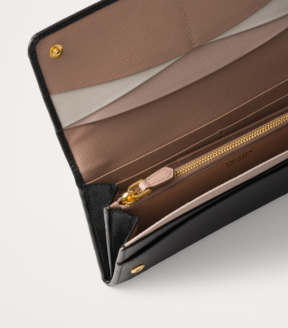 Prada Black Large Saffiano Leather Wallet