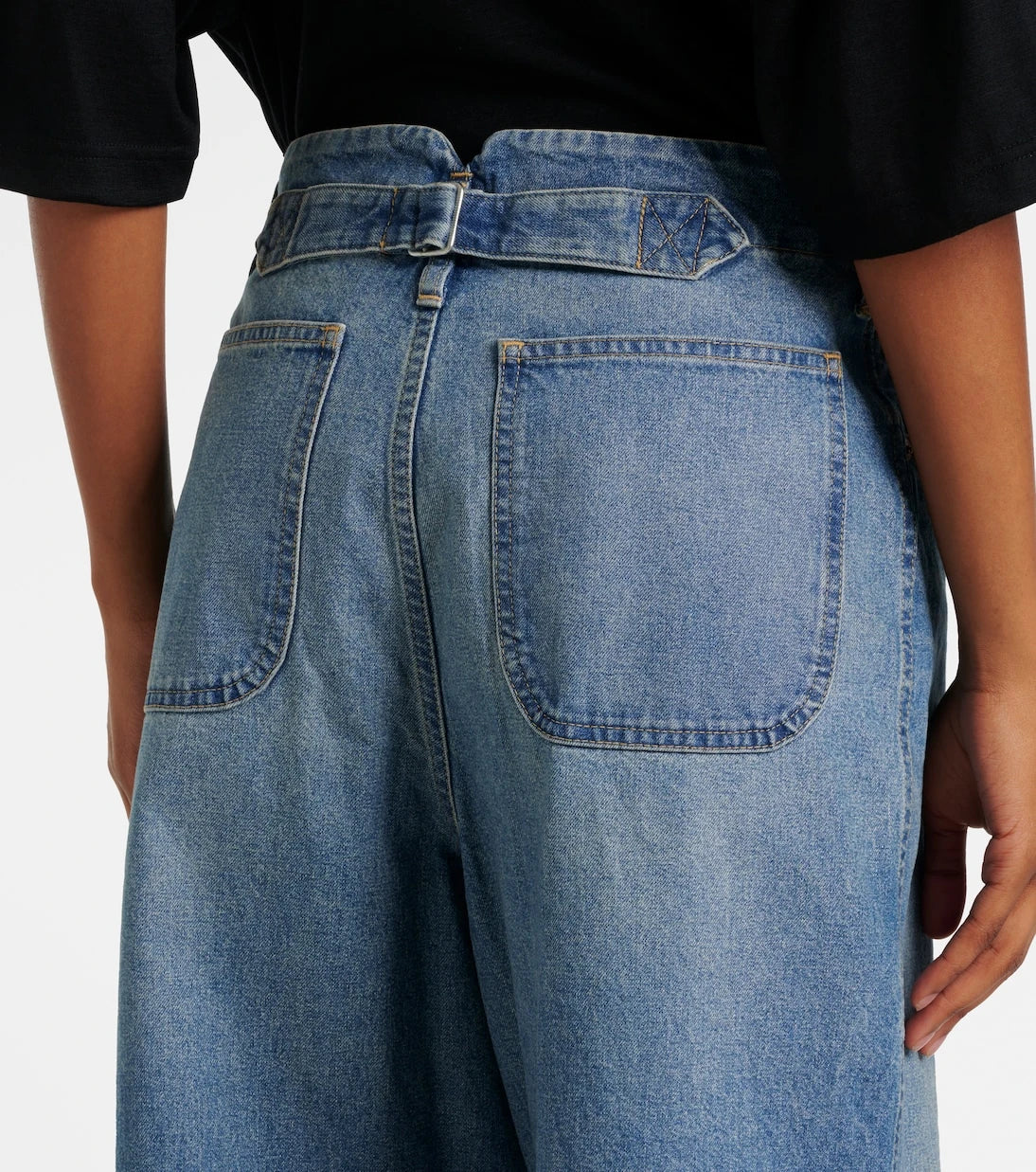 Junya Watanabe - Kesik detaylı geniş paça jean pantolon