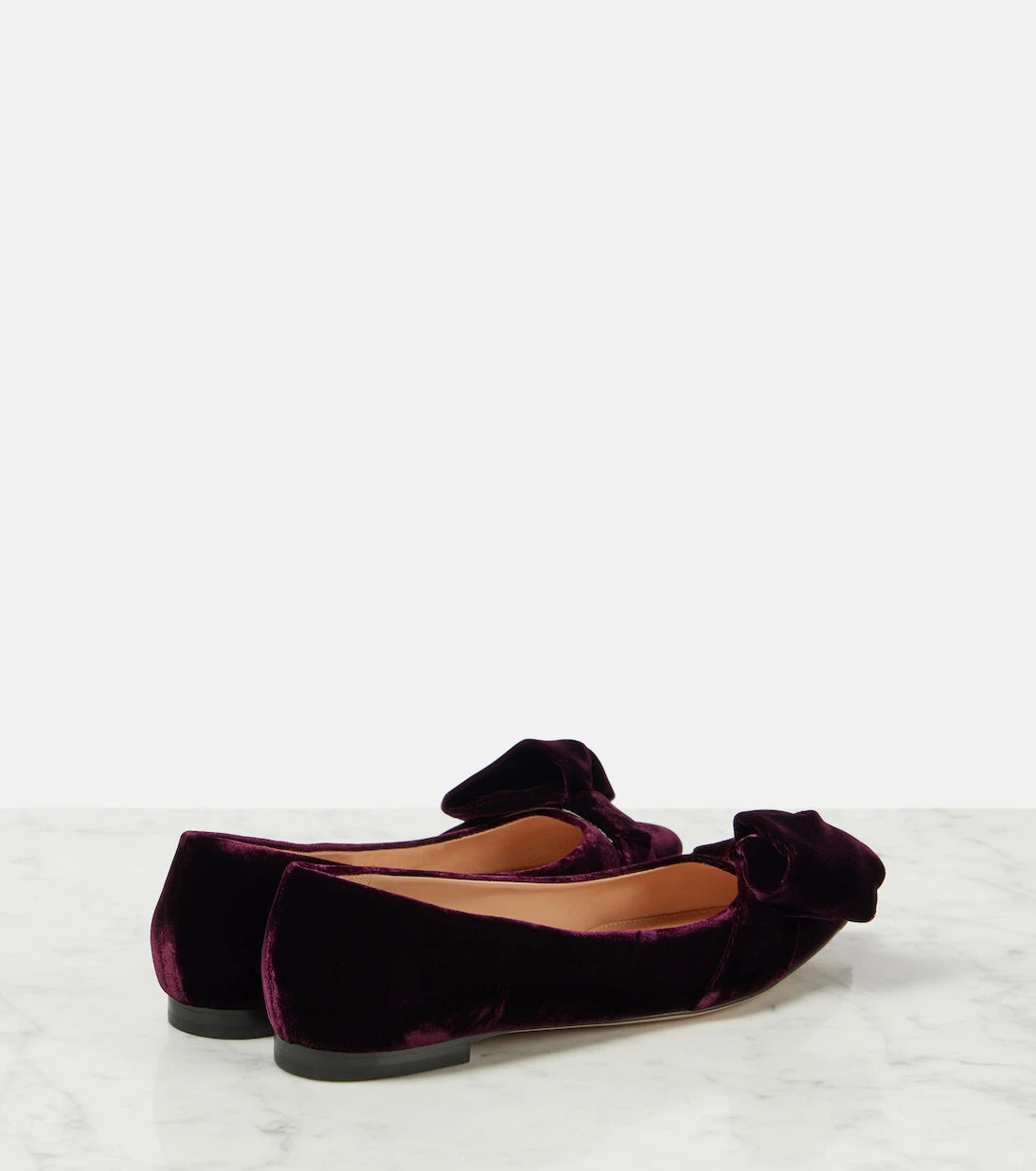 Gianvito Rossi - Bow-detail velvet ballet flats