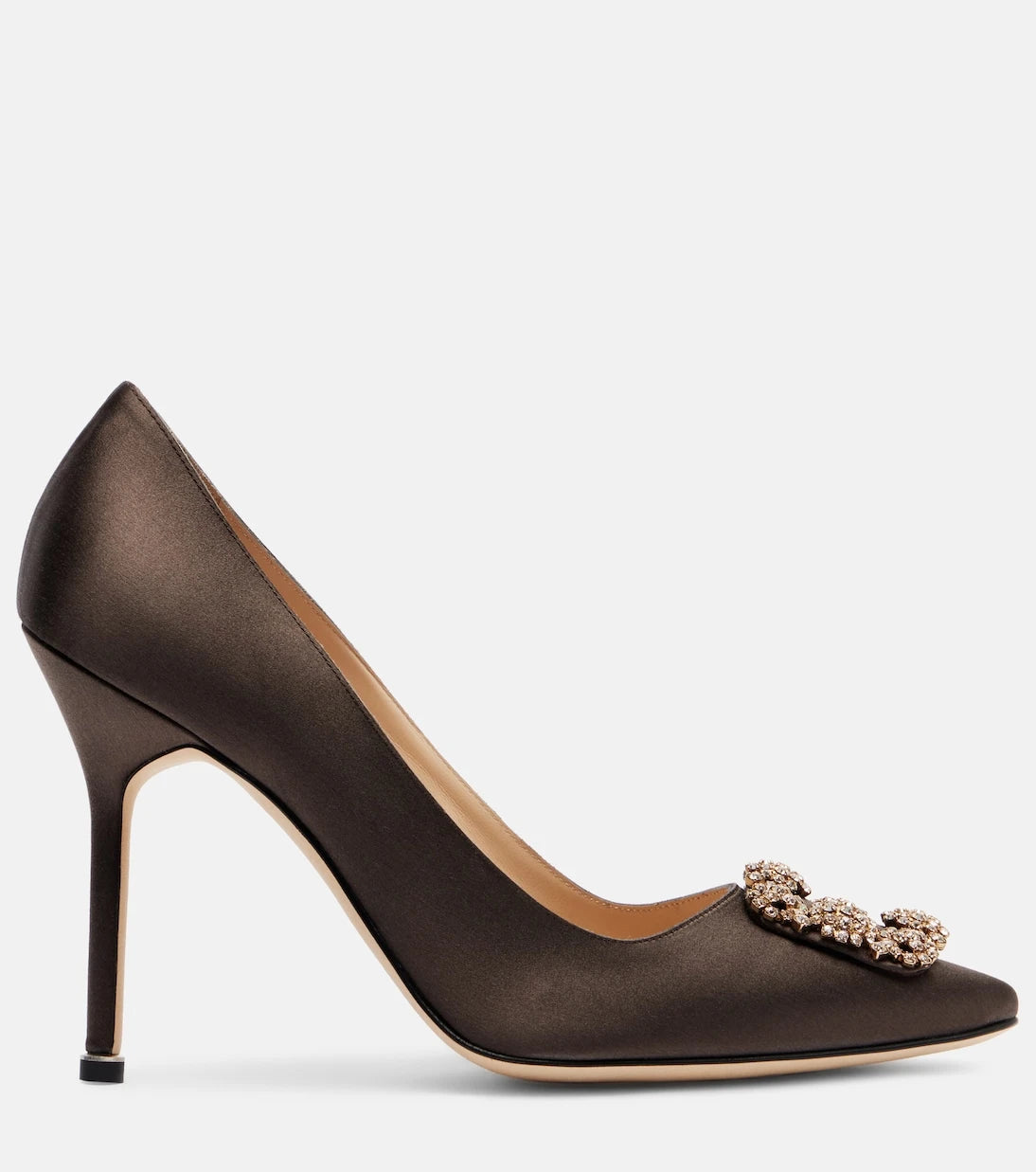 Manolo Blahnik - حذاء Hangisi 90 بكعب عالٍ من الساتان مزين بحلي