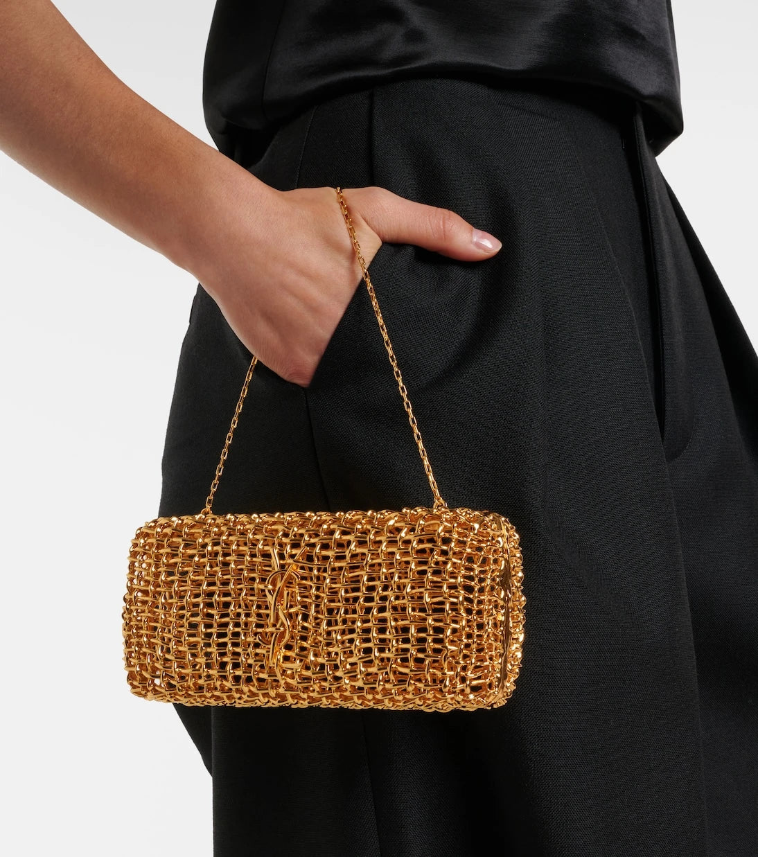 Saint Laurent - Evening Small woven metal clutch