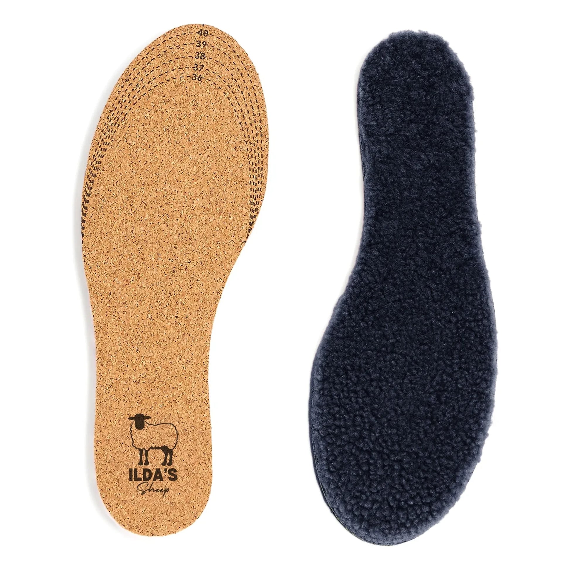 ILDA'S sheep - Merino Wool and Cork Soles | Navy blue