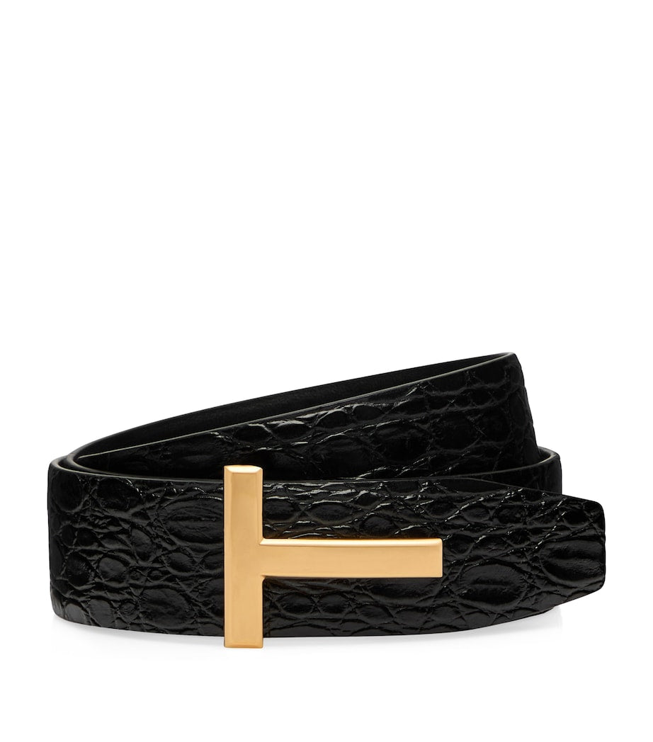 Leather Reversible T Icon Belt