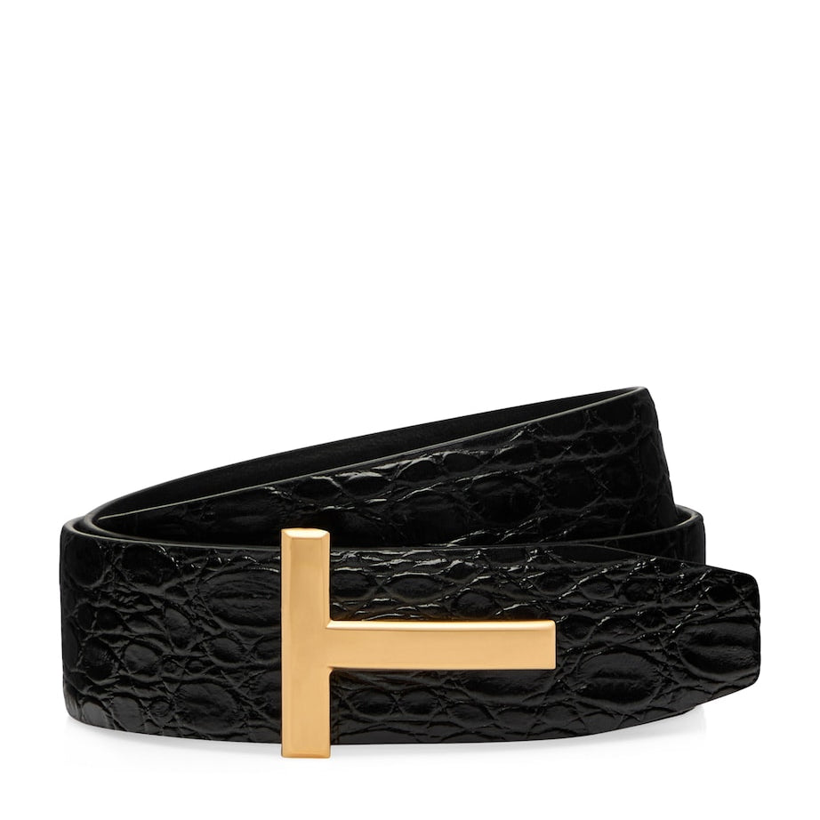 Leather Reversible T Icon Belt