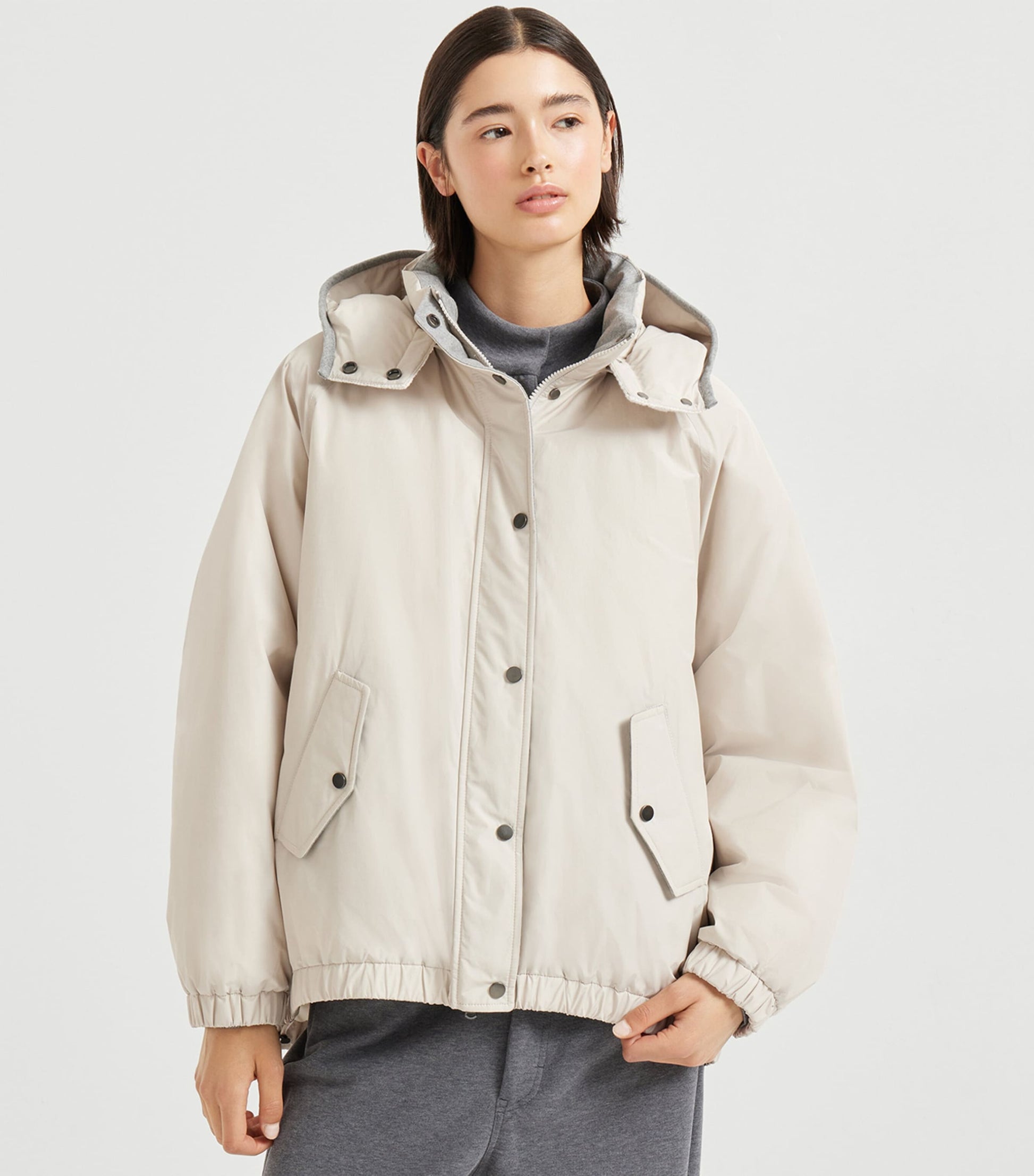 Beige Techno Cotton Puffer Jacket