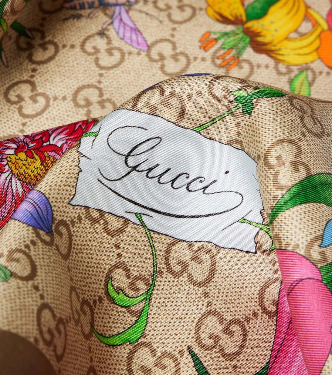 Gucci - GG floral silk twill scarf