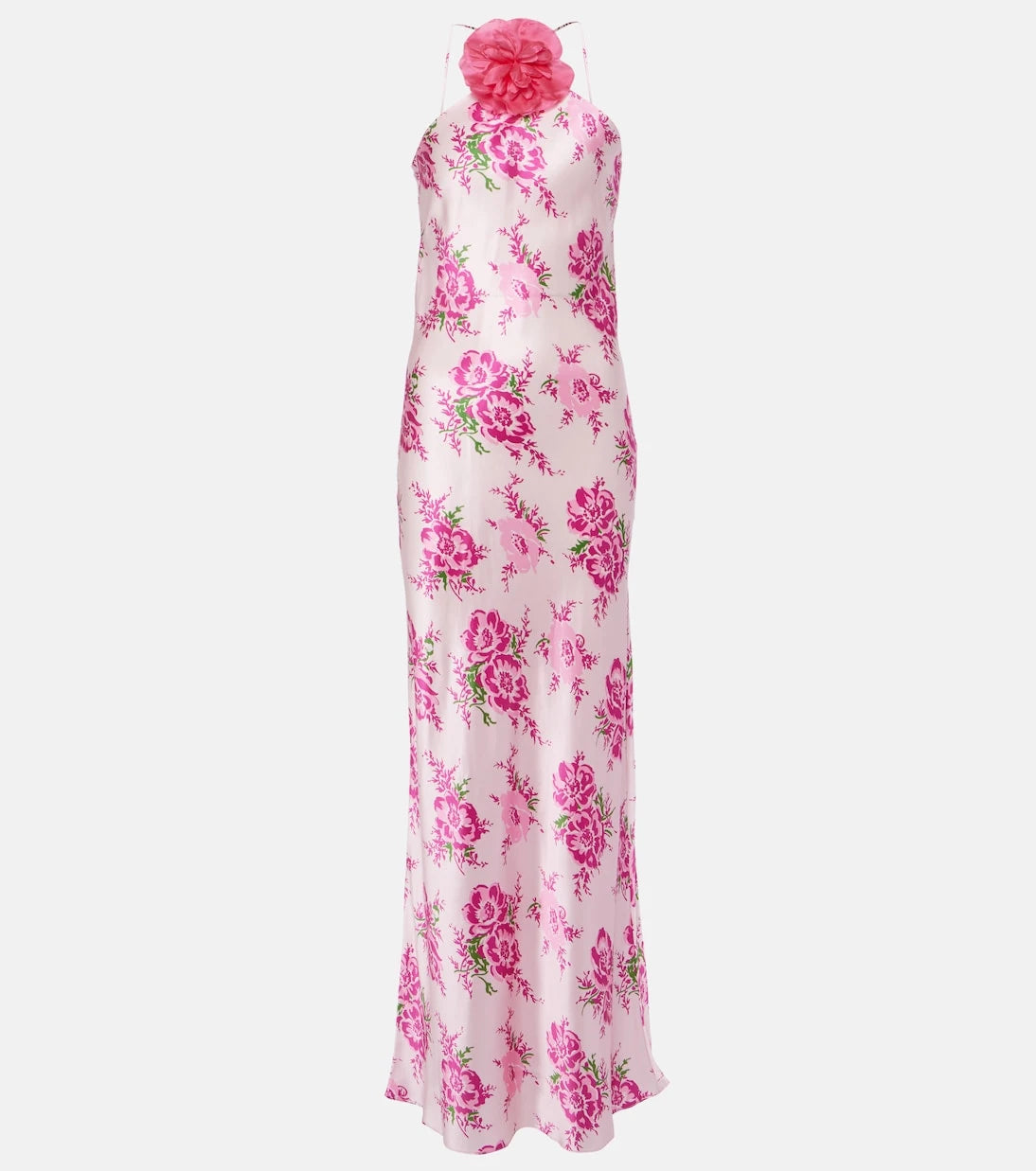 Rodarte - Floral-appliqué silk maxi dress
