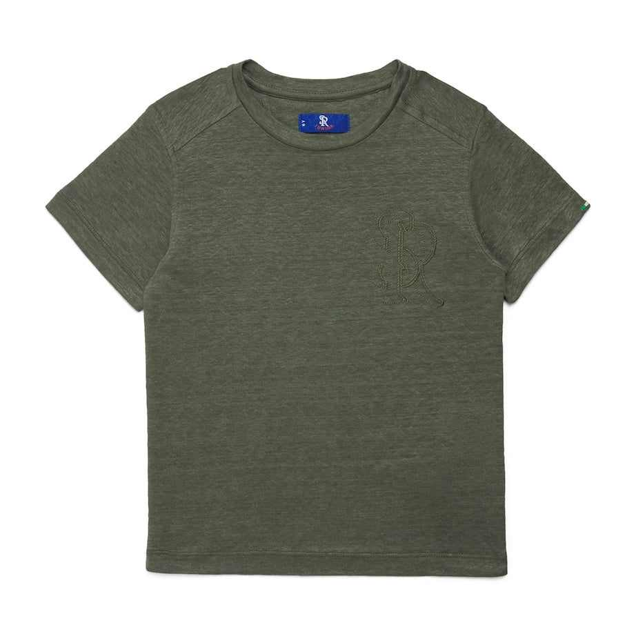 Stefano Ricci Kids Linen Embroidered Monogram T-Shirt (4-16 Years)