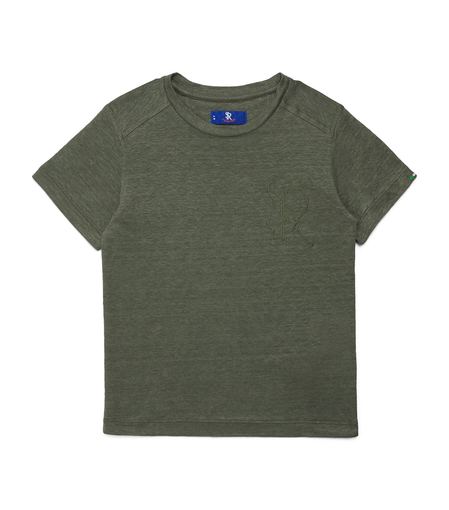 Stefano Ricci Kids Linen Embroidered Monogram T-Shirt (4-16 Years)