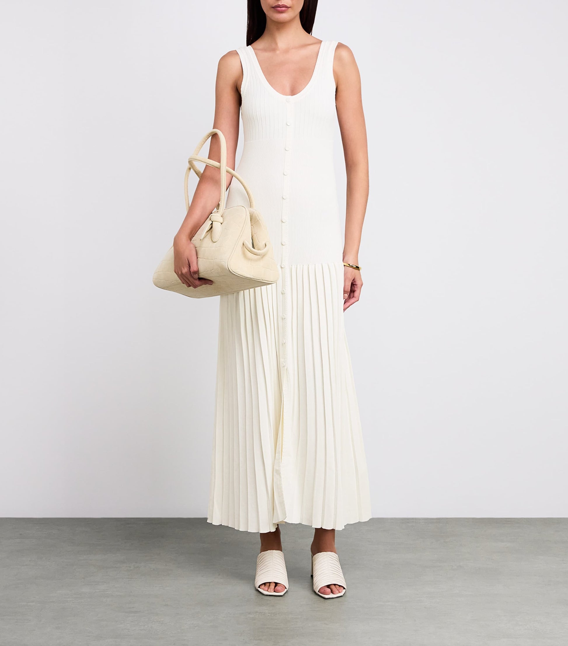 Beige Knitted Midi Dress