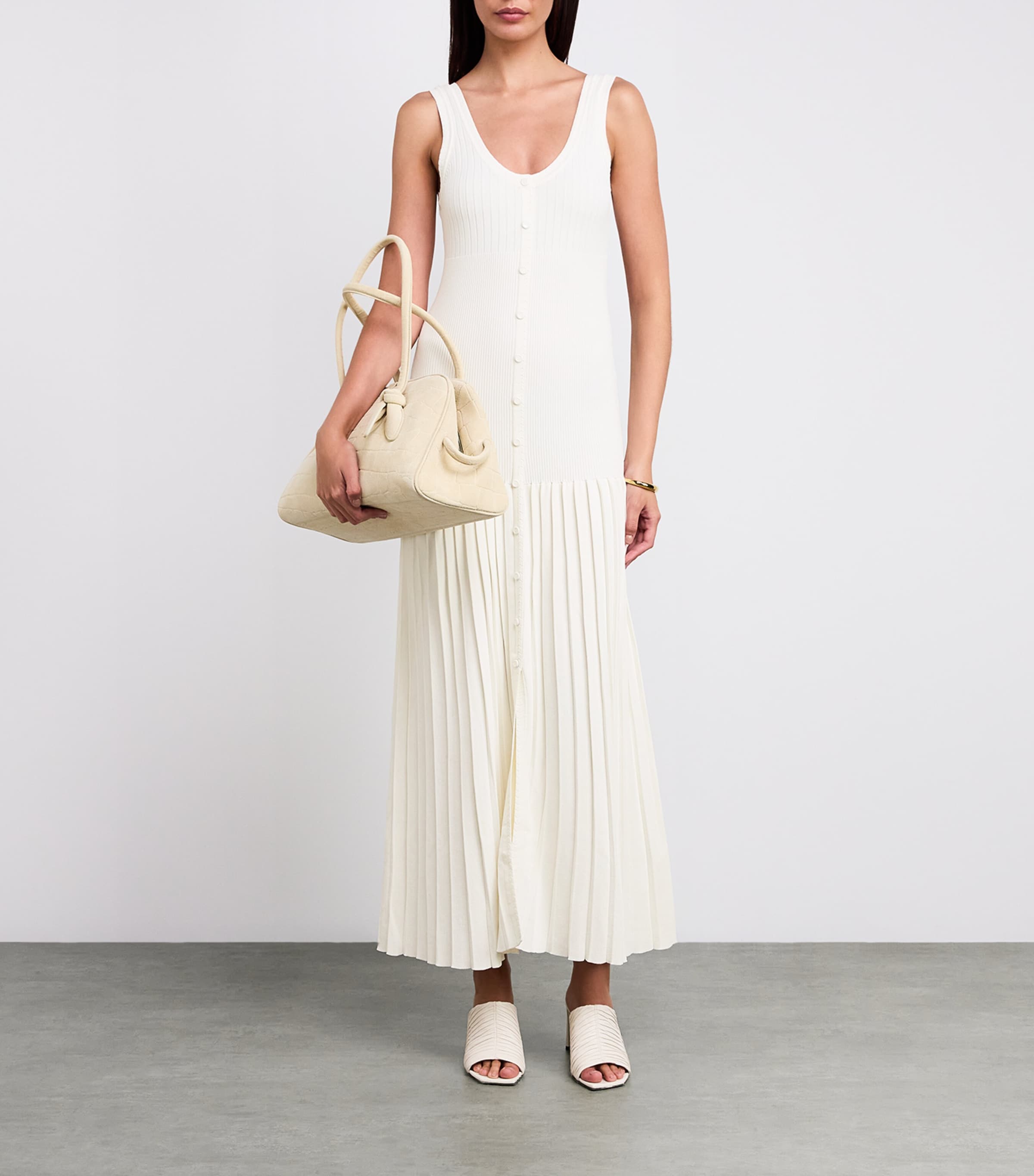 Beige Knitted Midi Dress