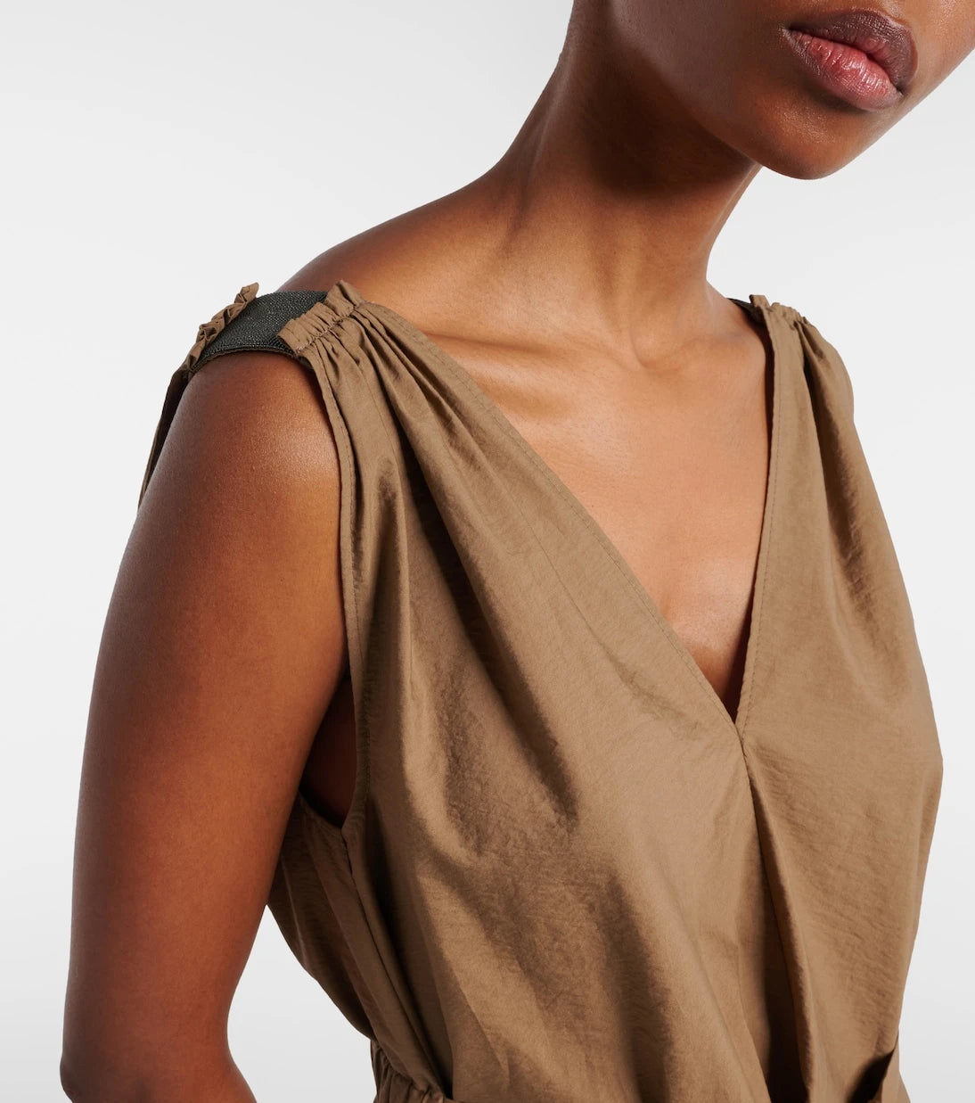 Brunello Cucinelli - Belted cotton-blend midi dress