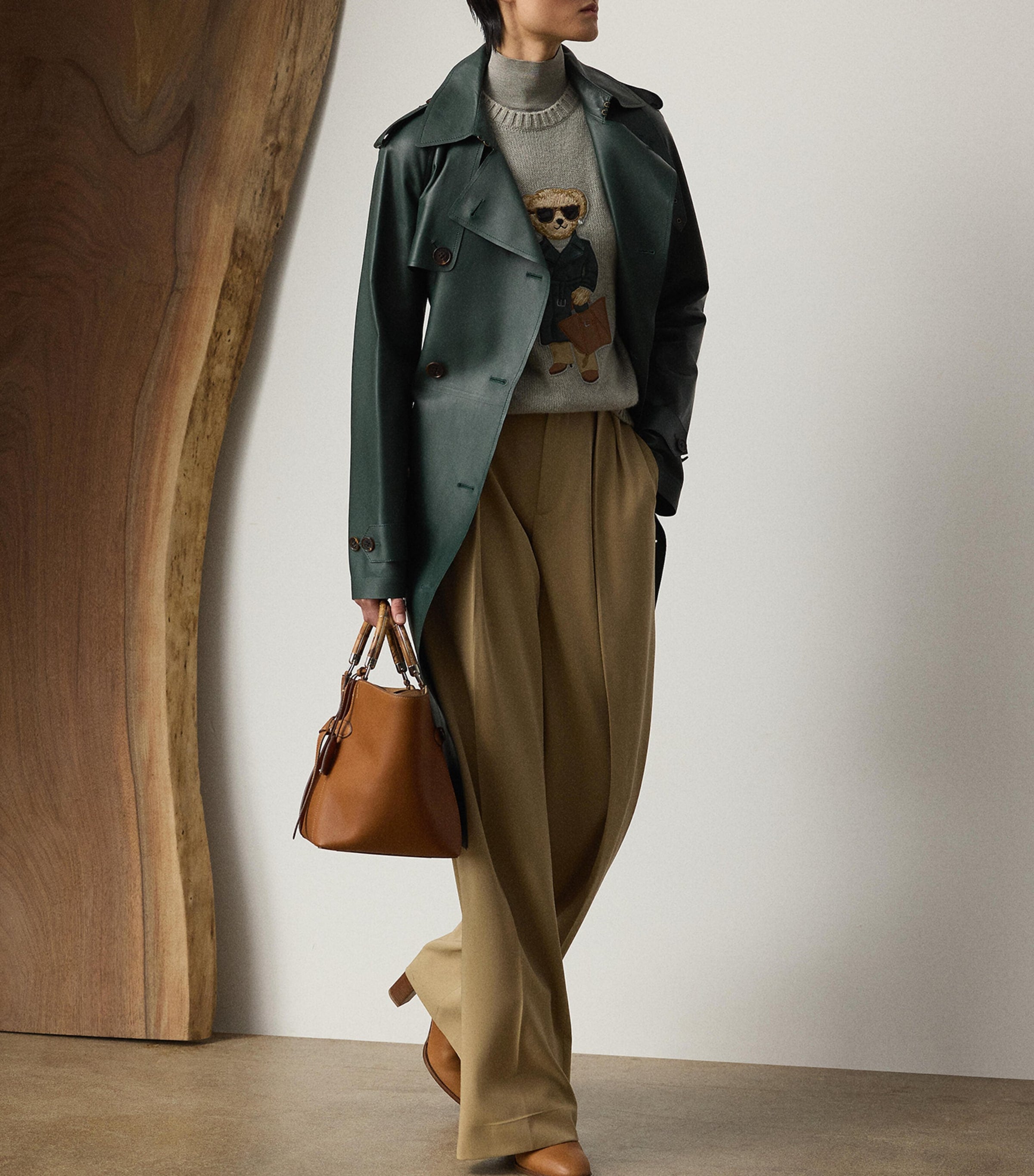 Ralph Lauren Collection Grey Cashmere Polo Bear Jumper