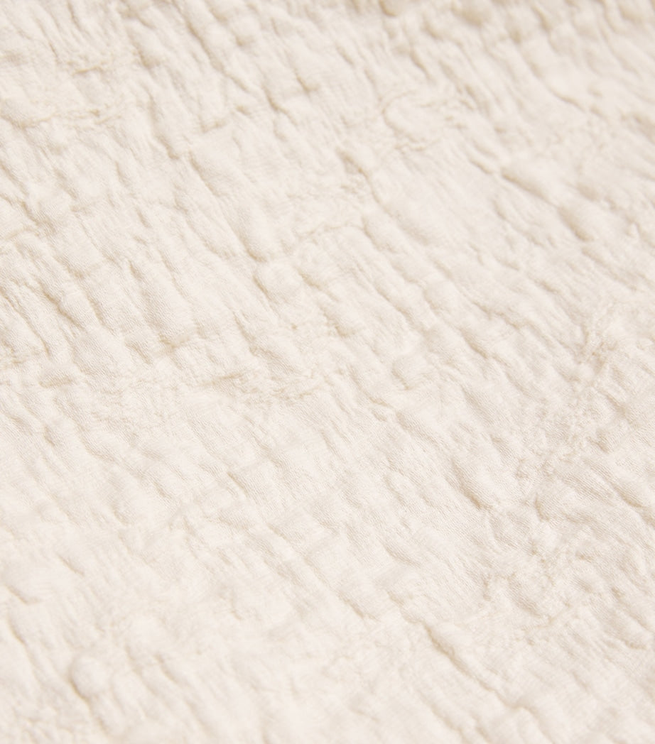 Max Mara White Cotton-Blend Textured Top