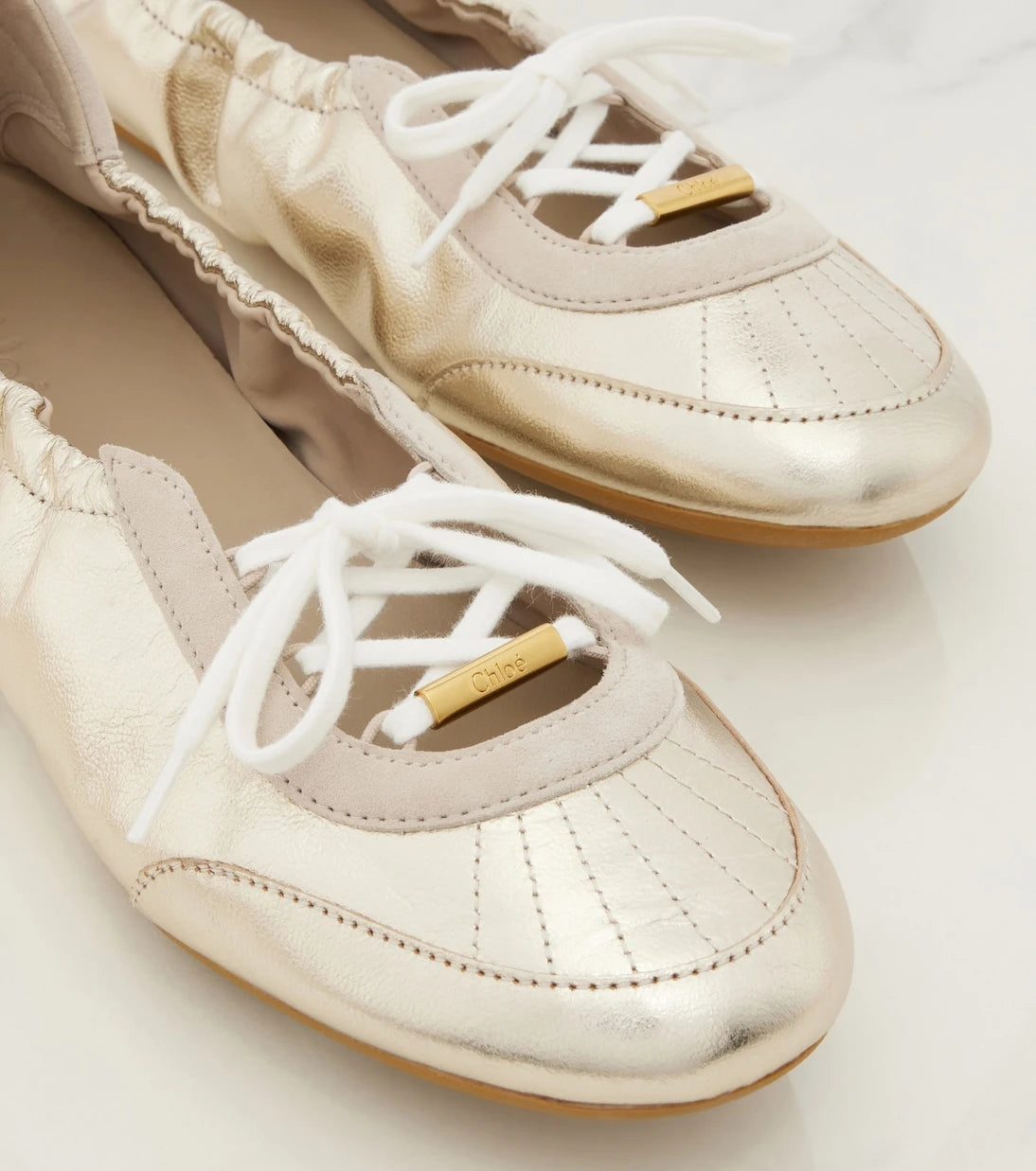 Chloé - Chloé Kick metallic leather flats