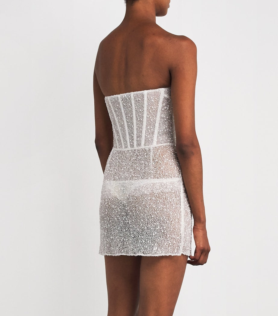 Kiki de Montparnasse Ivory Tulle Sequin-Embellished Ange Mini Dress
