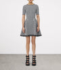 McQueen Black Frayed Houndstooth Mini Dress
