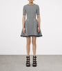 McQueen Black Frayed Houndstooth Mini Dress