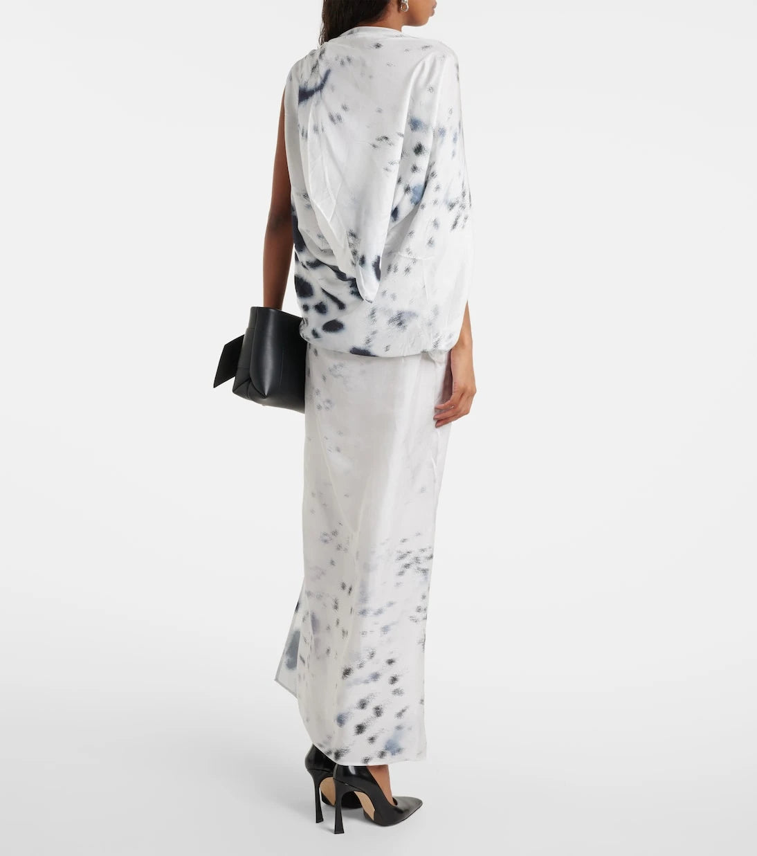 Jacques Wei - Gathered printed satin midi dress