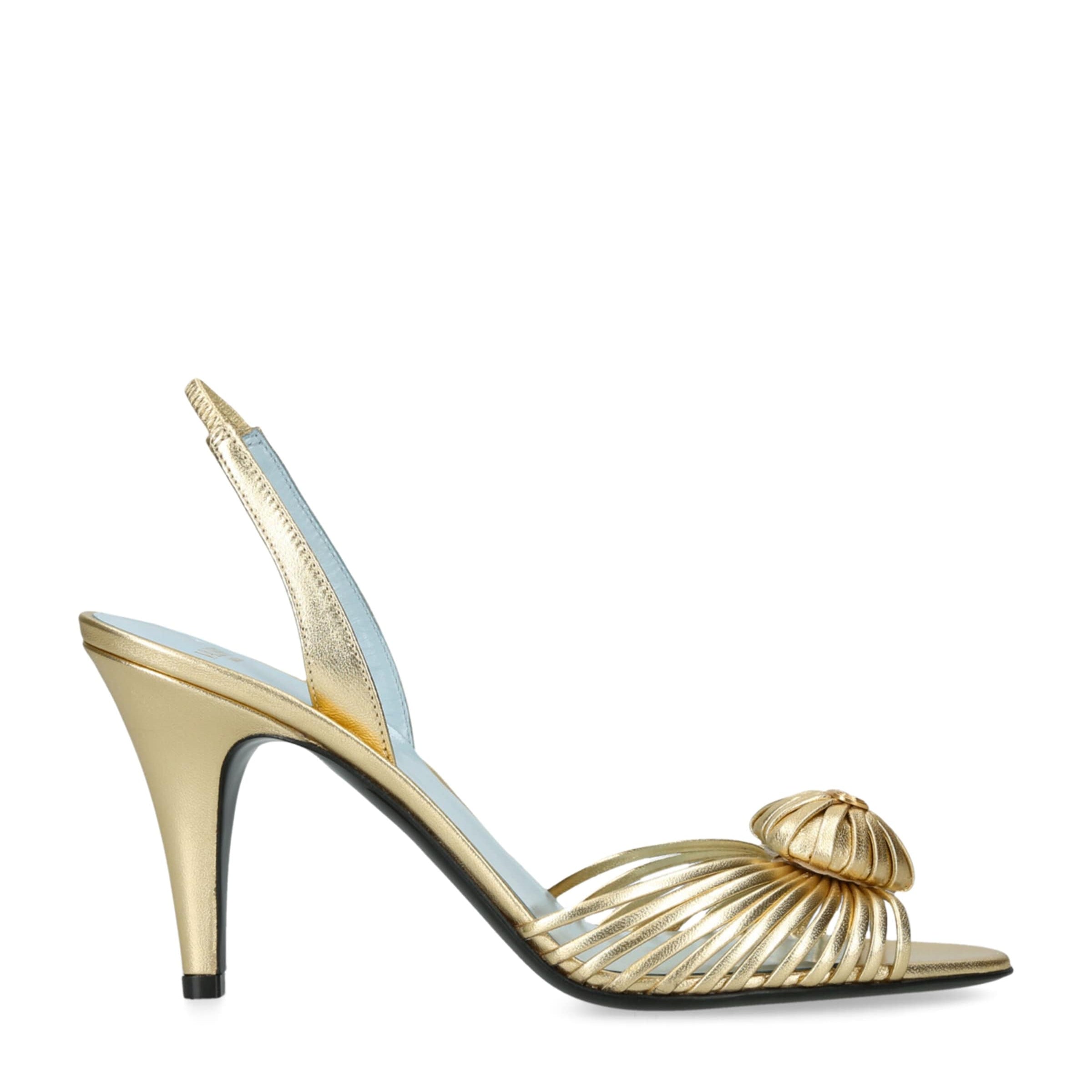 Valentino Garavani Gold Leather Royal Slingback Heels 85