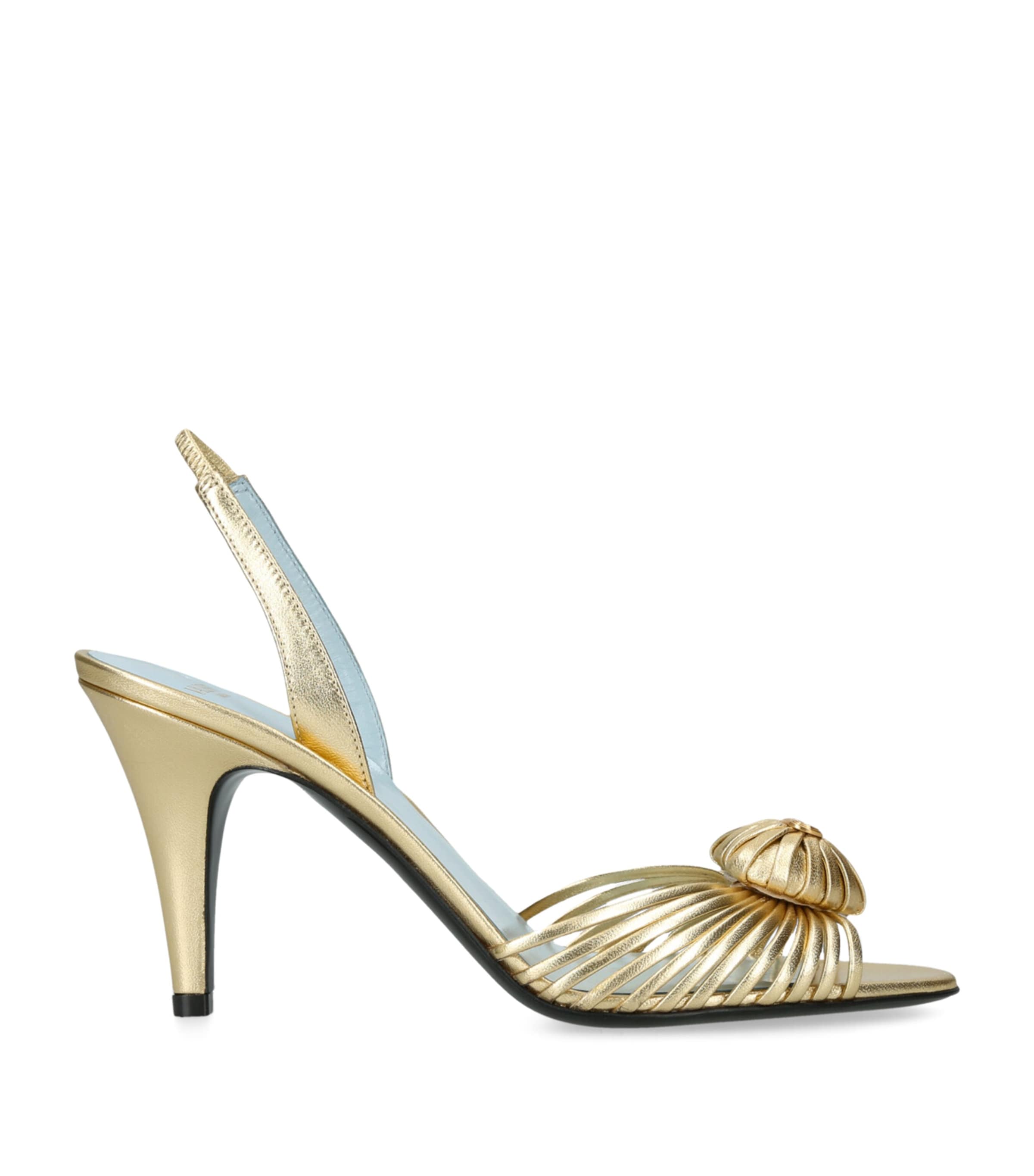 Valentino Garavani Gold Leather Royal Slingback Heels 85
