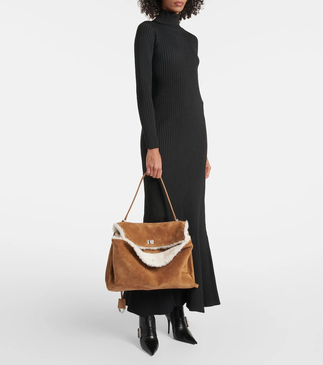 Balenciaga - Rodeo Large shearling-lined suede shoulder bag
