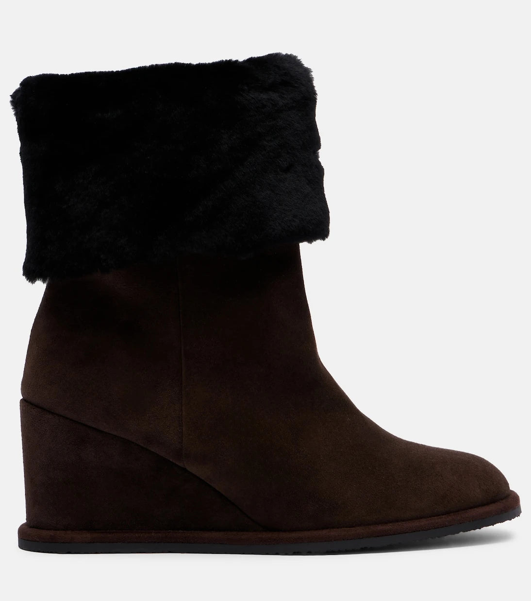 Yves Salomon - Shearling-lined suede wedge ankle boots