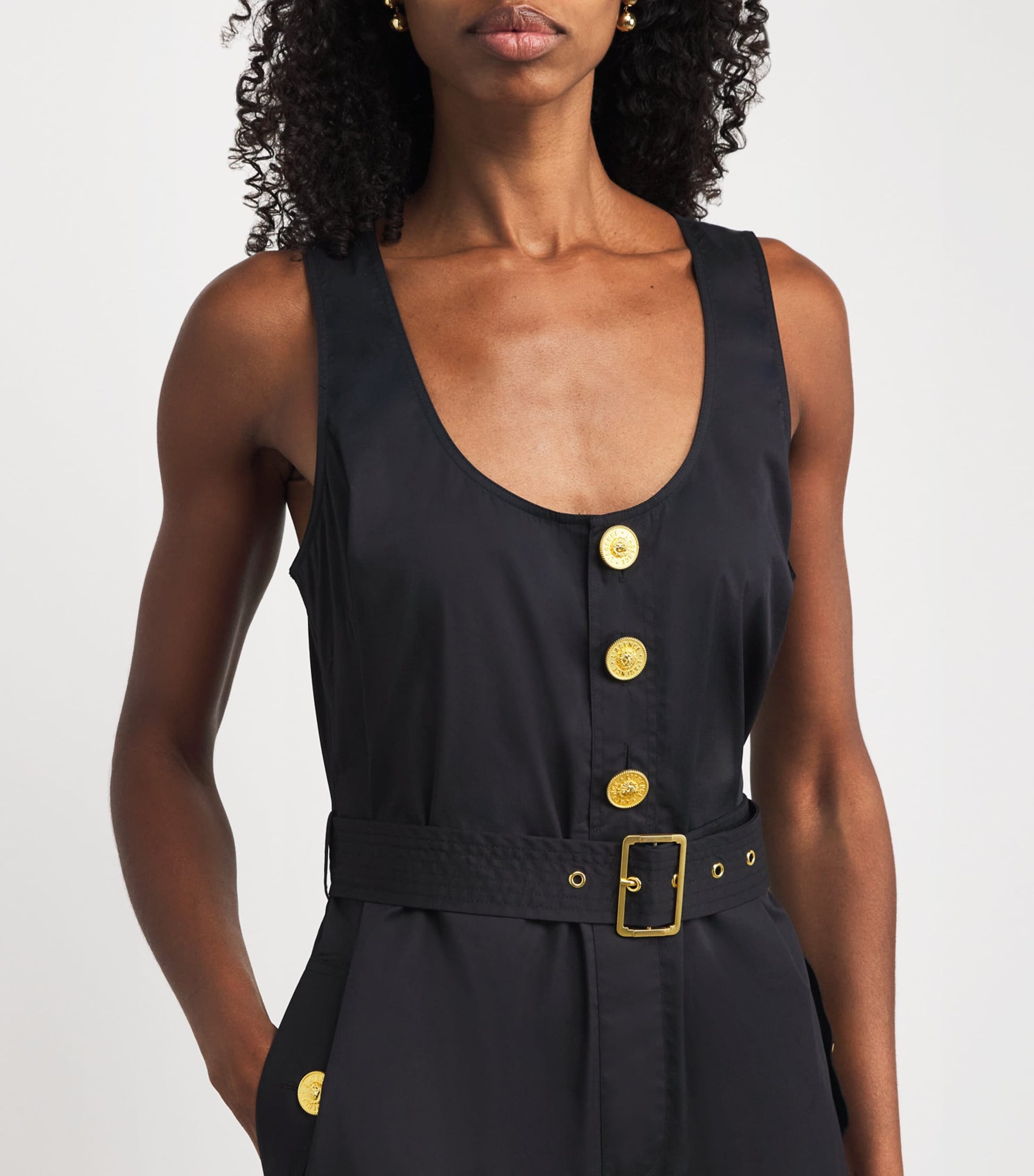 L'Agence Black Belted Branca Jumpsuit