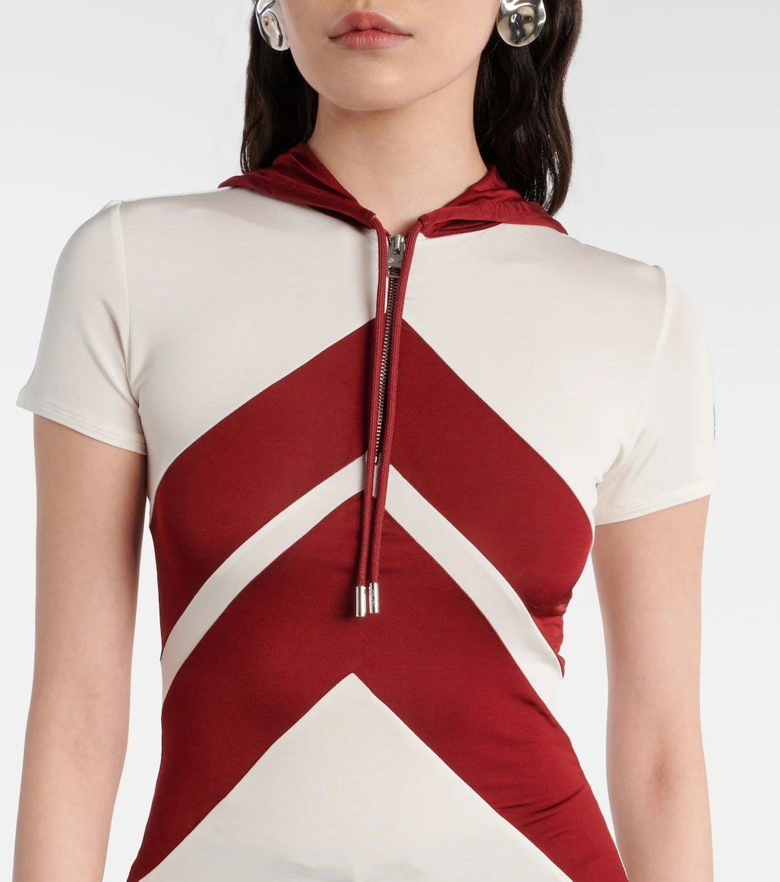 Jean Paul Gaultier - Hooded chevron jersey top