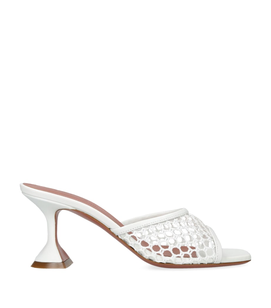 White Leather Lupita Net Mules 70