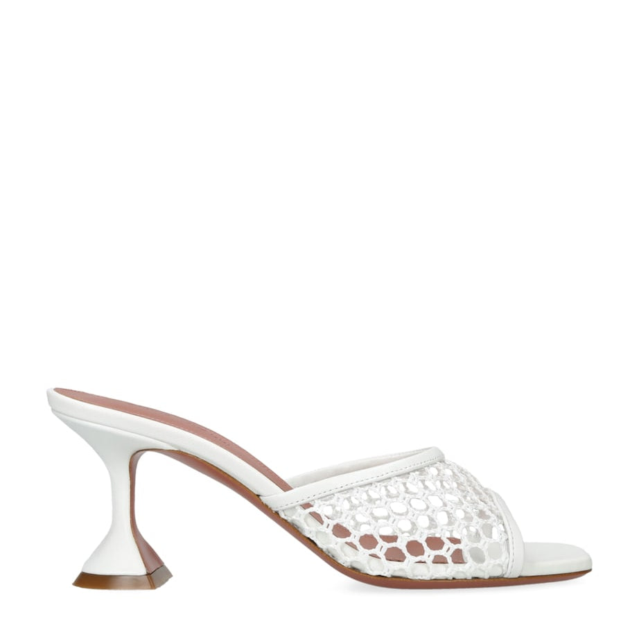 White Leather Lupita Net Mules 70
