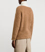 Beige Camel Wool-Silk Bouclé Oversized Sweater