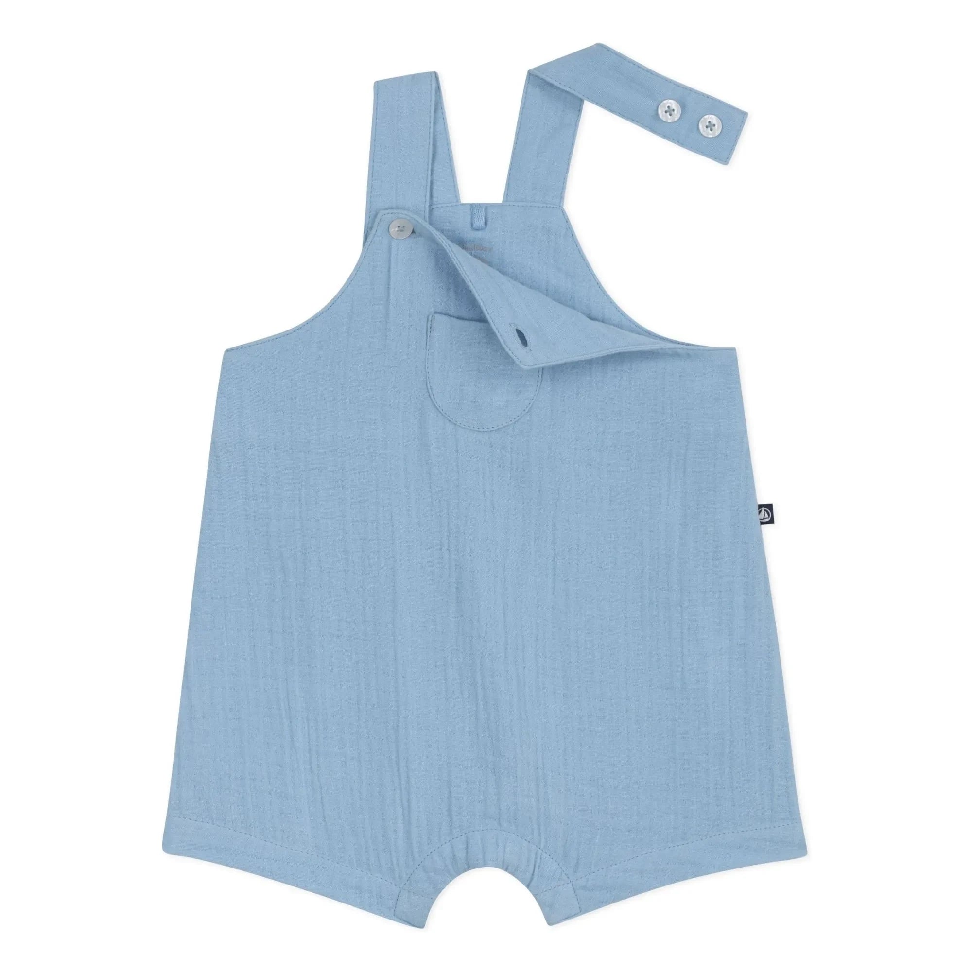 Petit Bateau - Organic Cotton Gauze Short Dungarees | Blue