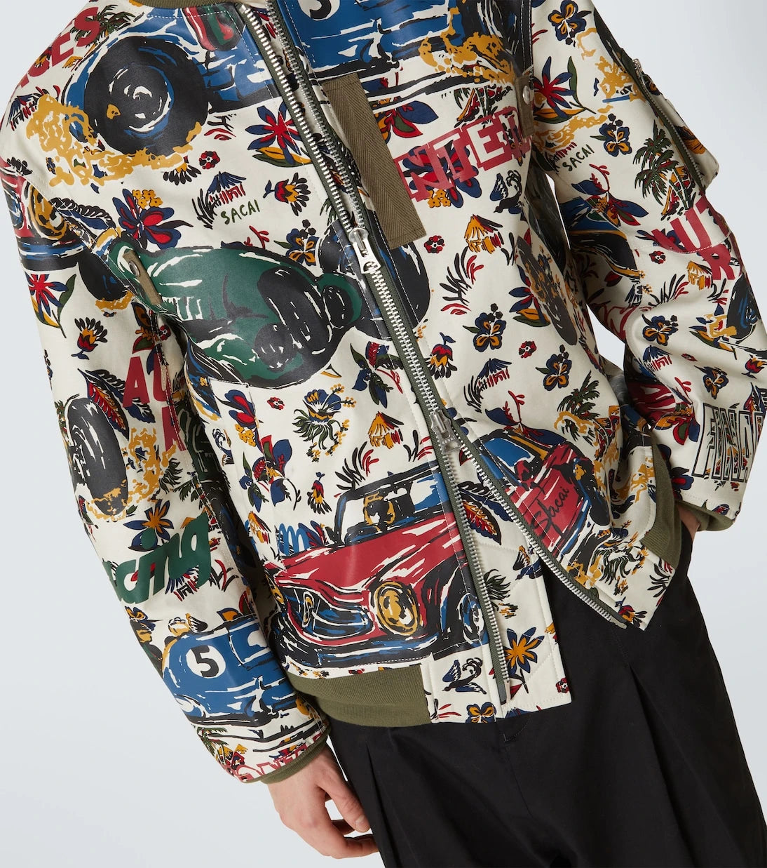 Sacai - Printed cotton bomber jacket