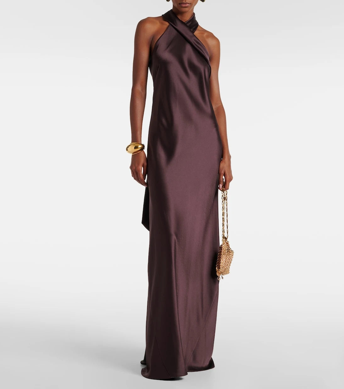 Galvan - Pandora halterneck satin maxi dress