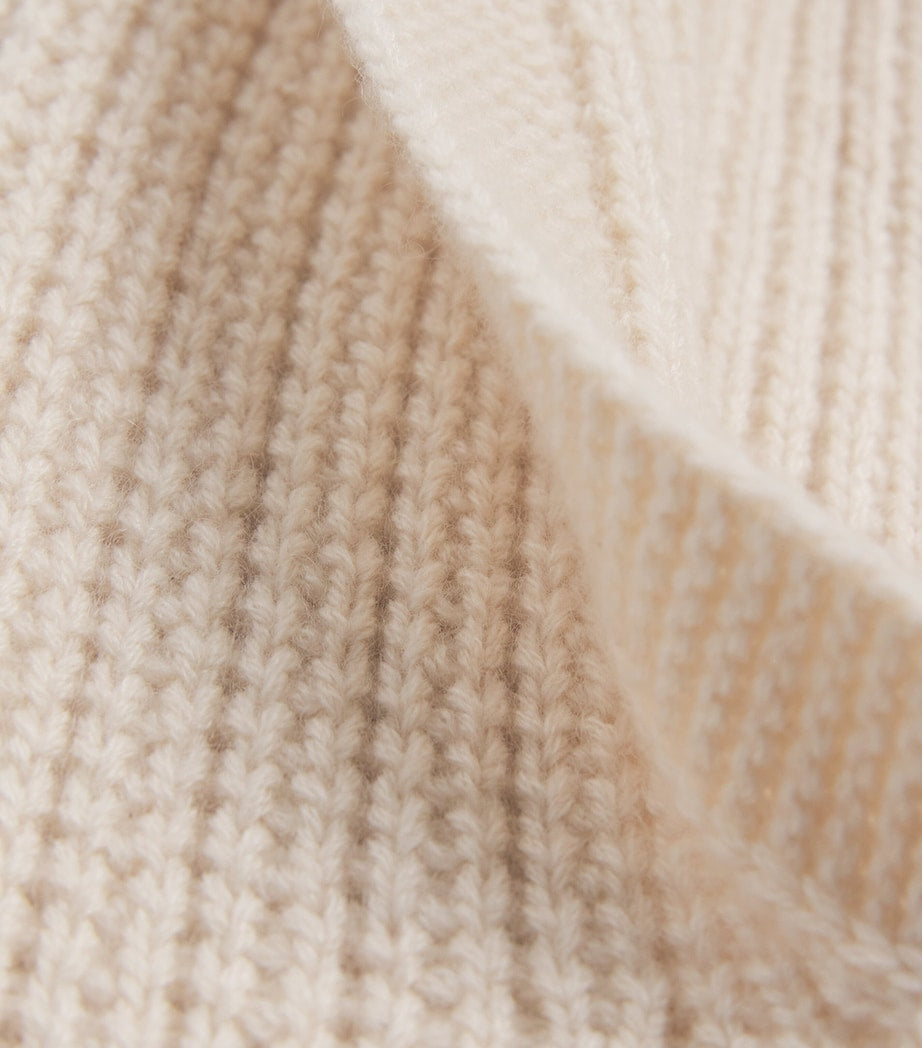 Beige Cashmere Waffle-Stitch Hood