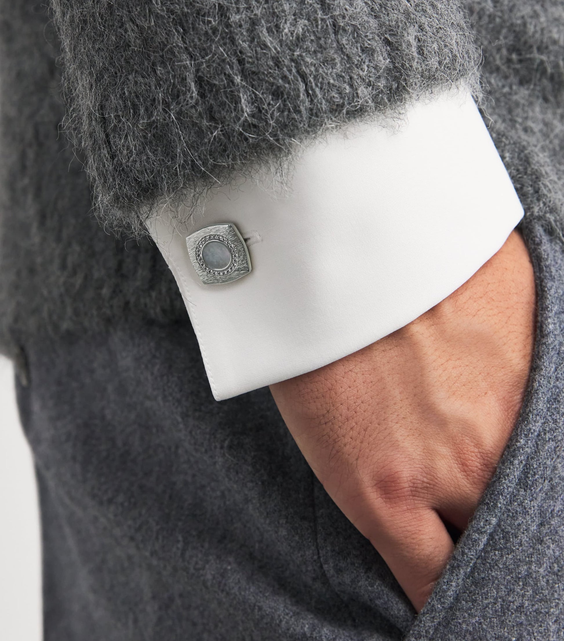 Sterling Silver and Sapphire Graffiato Cufflinks