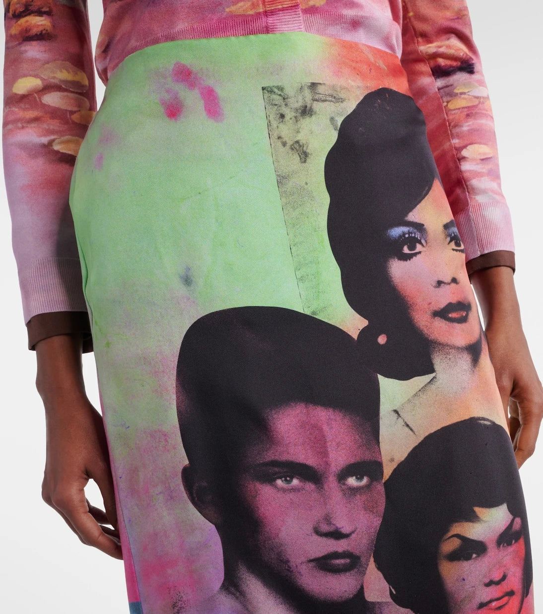 Versace - Printed silk twill midi skirt