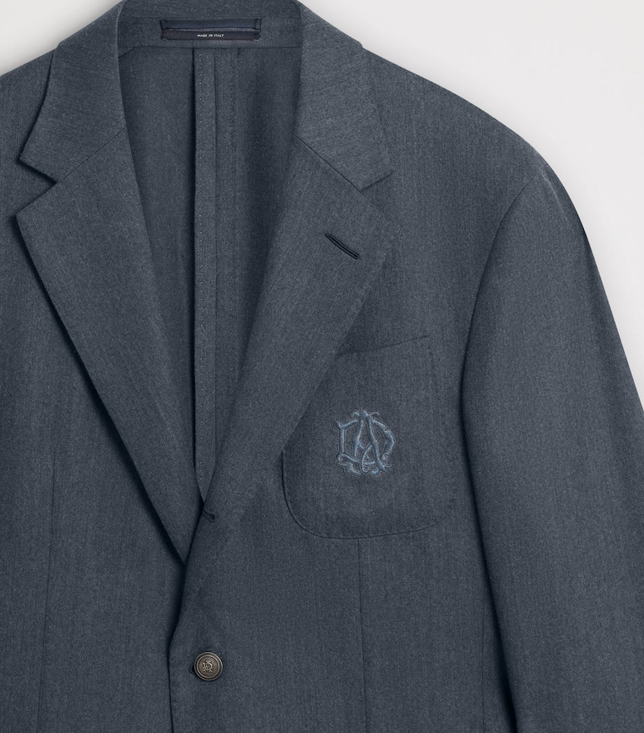 Blue Superfine Merino Wool Flannel Cavendish Blazer