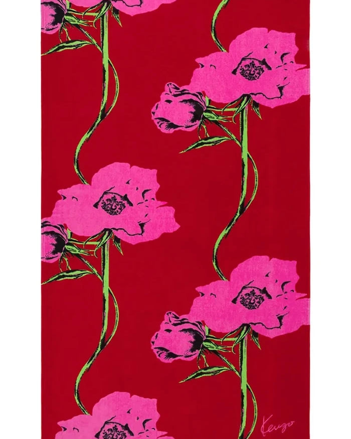Памучна плажна кърпа Kenzo KPOP Rouge 100 x 170 cm