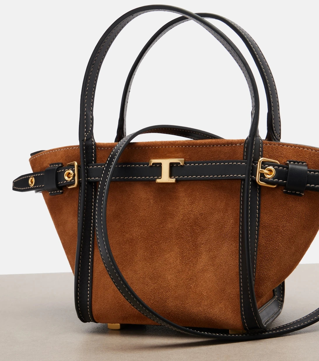 Tod's - T Signature Mini suede top-handle bag