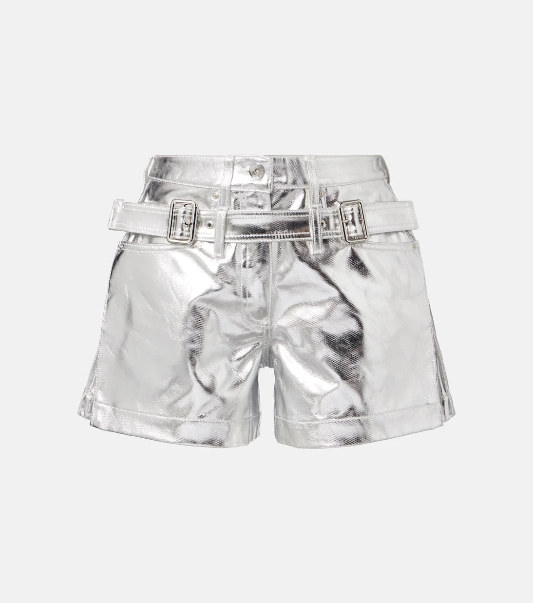 Rabanne - Metallic cotton high-rise shorts